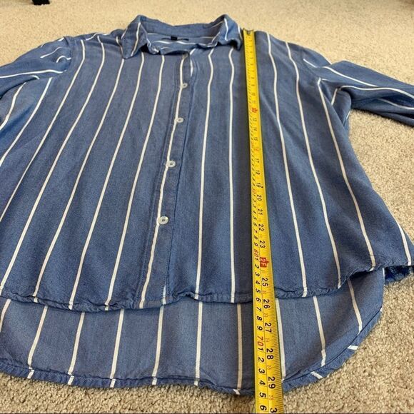 TAHARI blue white striped button down dress shirt Sz XL - Picture 13 of 14